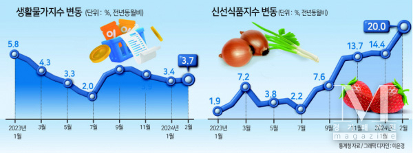 치쏟는 과일값 고공행진에 정부가 오렌지·바나나 직수입해 저렴하게 공급하기로 했다.(사진= 과일값 고공행진 그래프/통계청 제공)
