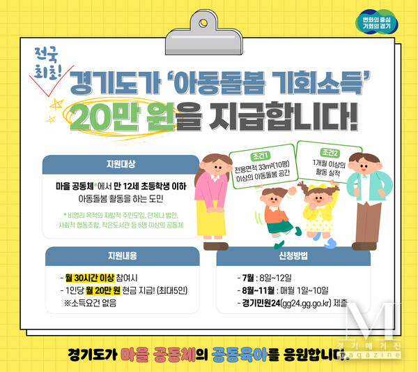 아동돌봄 기회소득 참여자 모집 홍보 포스터(사진= 경기도 제공)