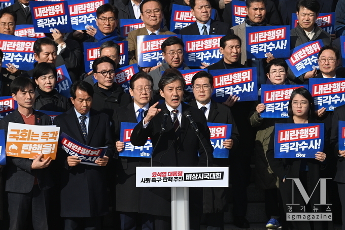 의원직 상실’…조국 “혁신 불꽃은 꺼지지 않을 것”(사진=지난 10일 국회 앞 계단에서 열린 ‘윤석열 대통령 사퇴 촉구·탄핵 추진 비상시국대회’에서 조국 조국혁신당 대표가 발언하고 있다.)